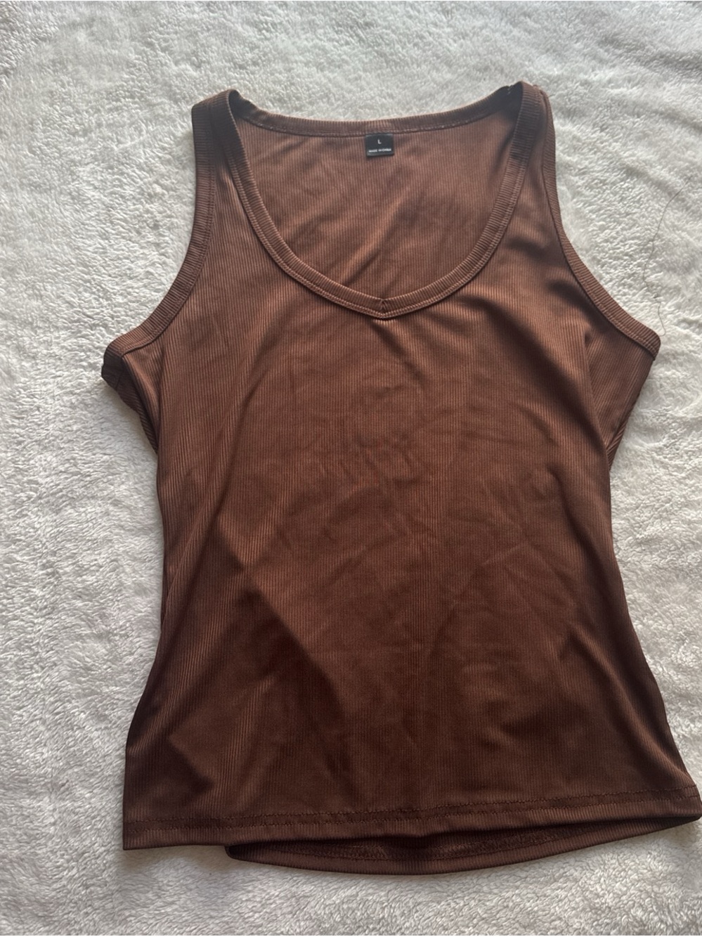 Women’s Brown Ribbed Tank Top